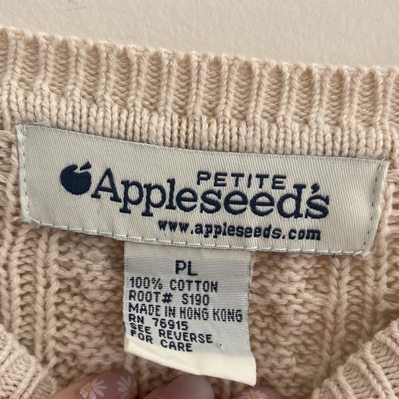 Appleseed’s Cable Knit Sweater L Cotton y2k Cream Gilmore Girls fisherman fall - Picture 2 of 3